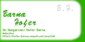 barna hofer business card